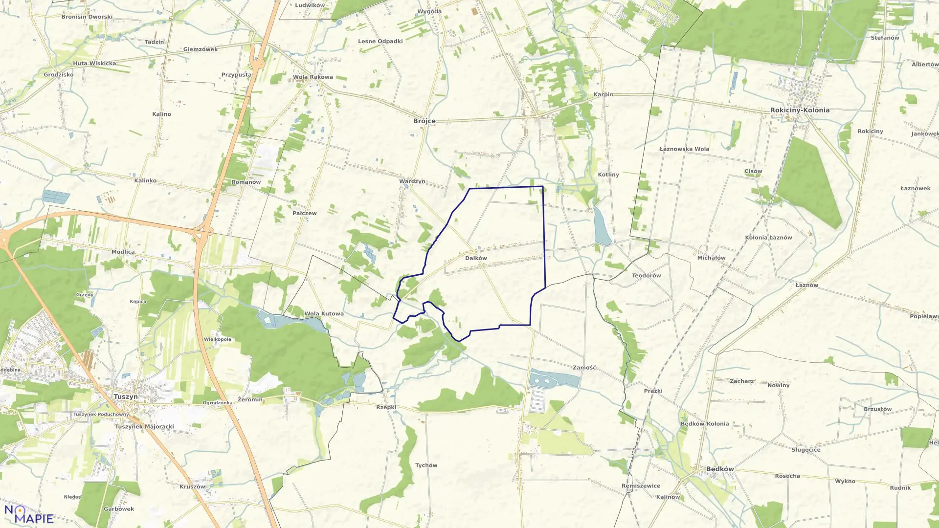 Mapa obrębu DALKÓW w gminie Czarnocin