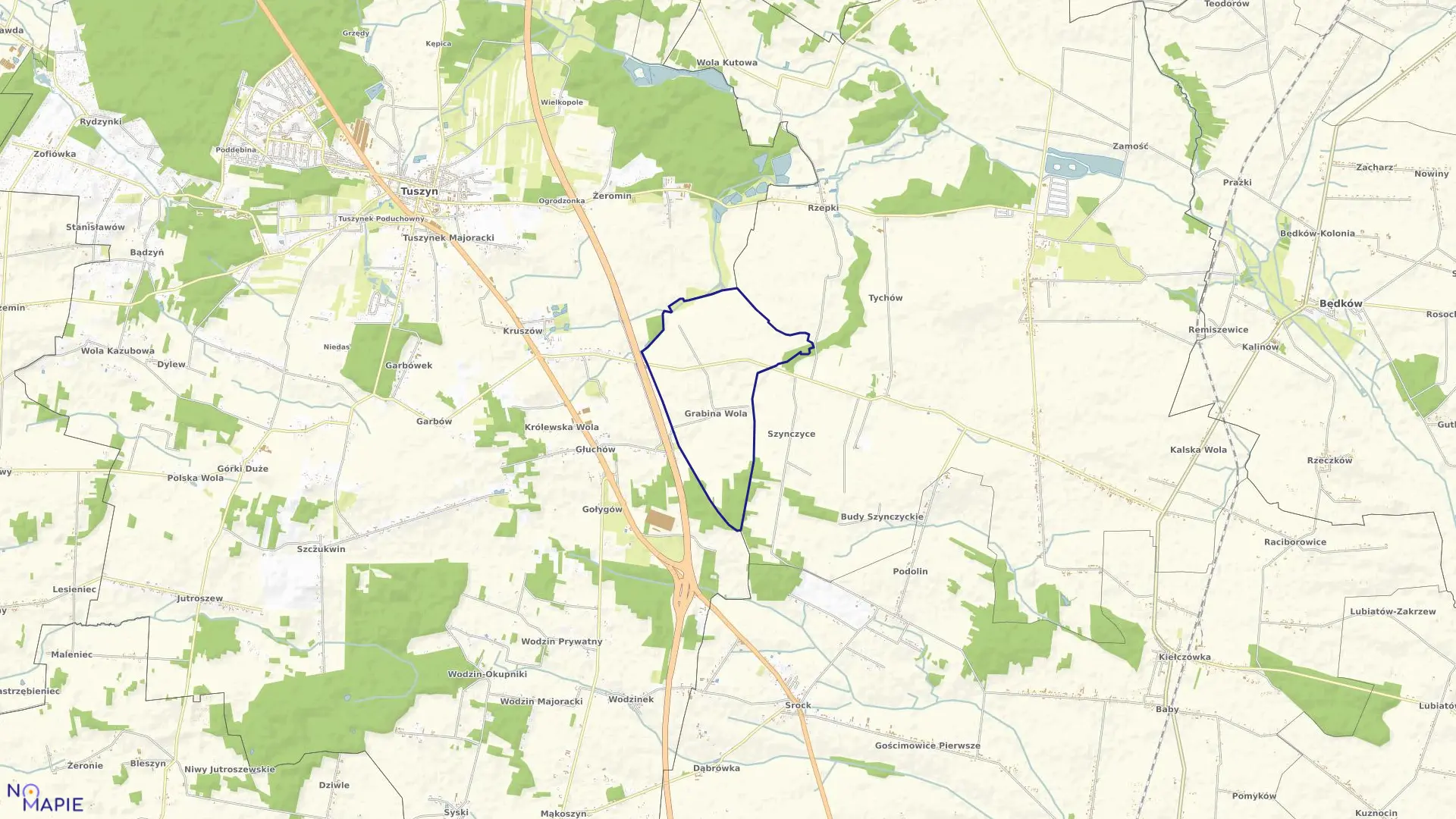 Mapa obrębu GRABINA WOLA w gminie Czarnocin