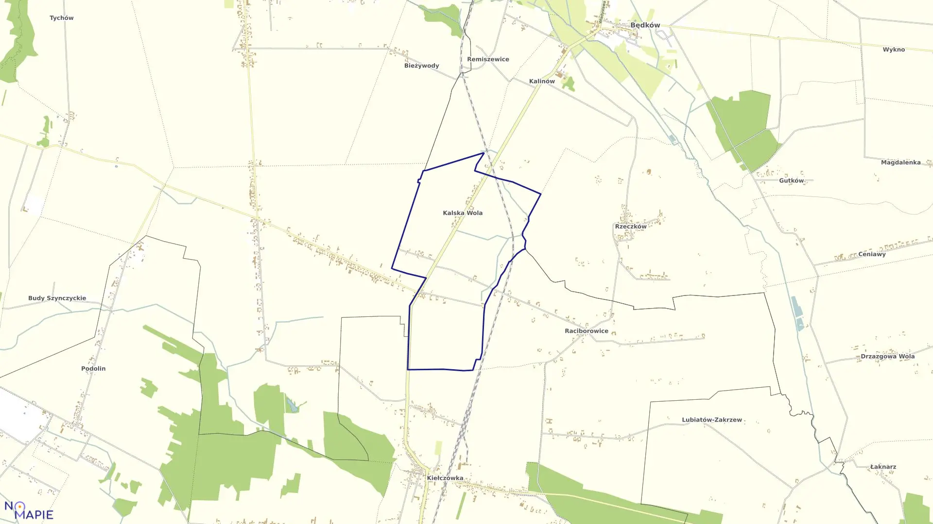 Mapa obrębu KALSKA WOLA w gminie Czarnocin