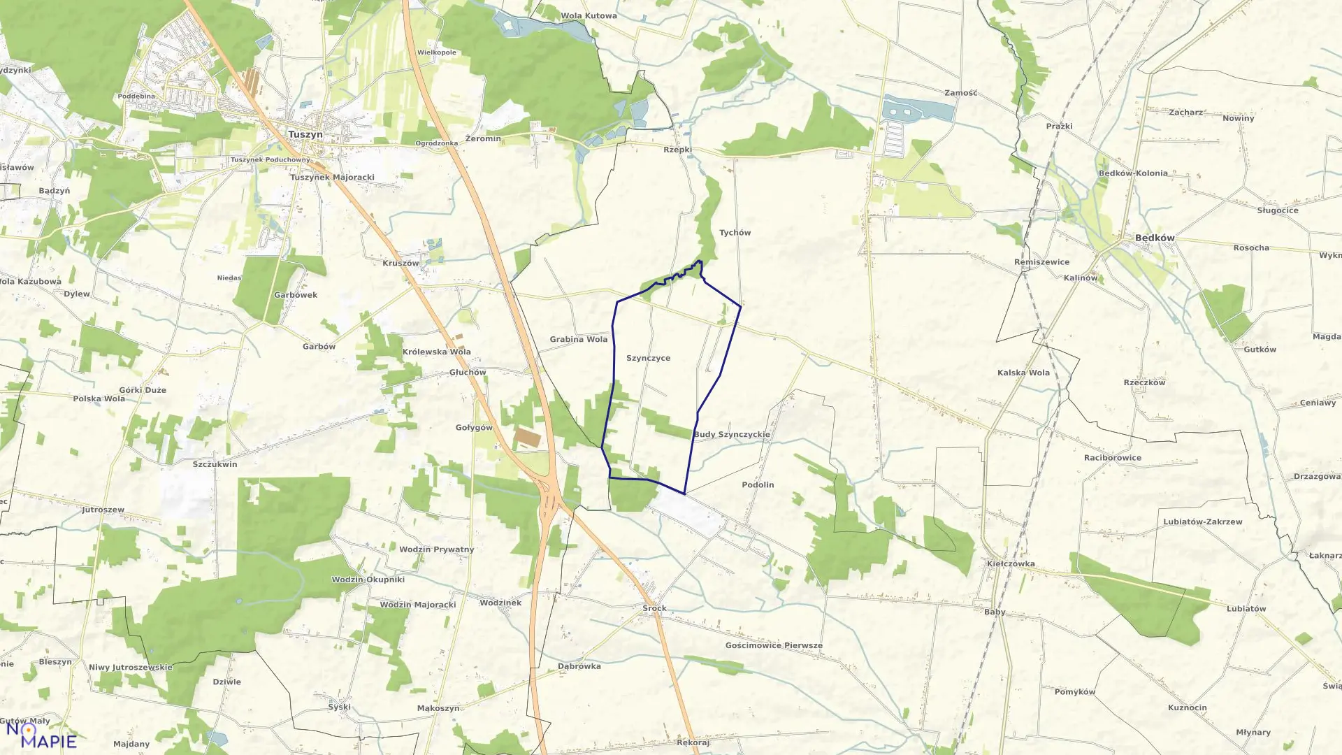 Mapa obrębu SZYNCZYCE w gminie Czarnocin